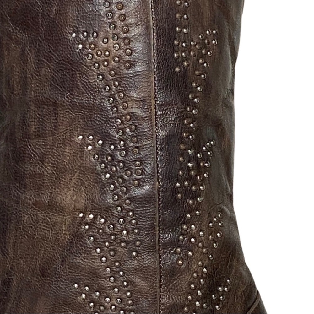 OLD GRINGO ROXY HIGH 18" CHOCOLATE LEATHER BUCKLE STUDDED BOOT Size 7 NEW - Picture 8 of 10